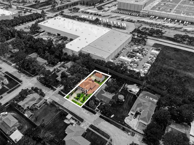 4511 Palo Pinto Dr, Houston, TX 77041 - aerial view of property's location with property boundaries highlighted and an industrial area