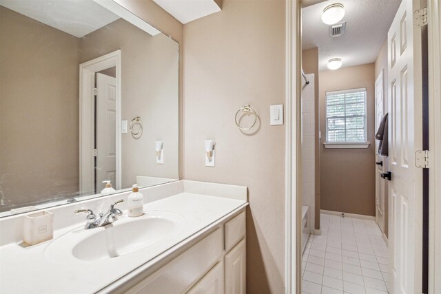 3919 Park Circle Way, Houston, TX 77059 - full bathroom with vanity, tile patterned floors, and shower / bathtub combination with curtain