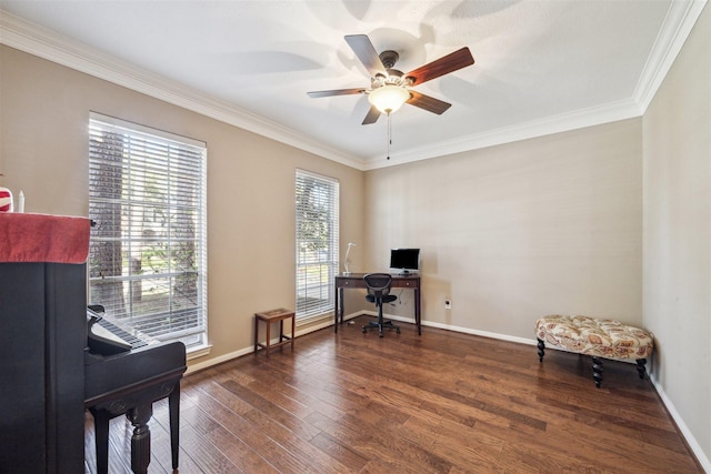 3919 Park Circle Way, Houston, TX 77059 - office space with crown molding, wood finished floors, and ceiling fan