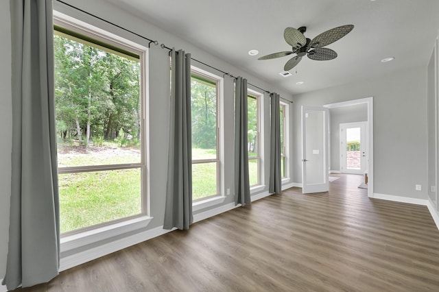 2172 Greentree Dr, Huntsville, TX 77340 - unfurnished room with wood finished floors, ceiling fan, and recessed lighting