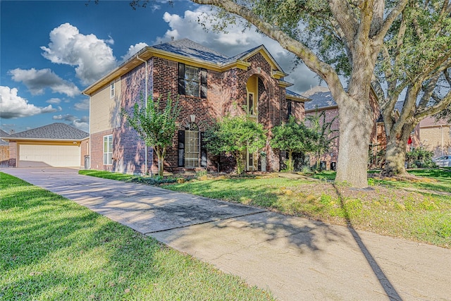 1526 Pecan Crossing Dr, Richmond, TX 77406 - view of front of home featuring brick siding, a front lawn, and a garage