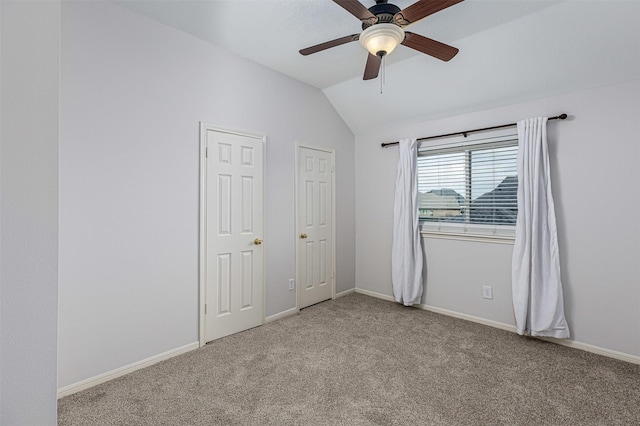 1526 Pecan Crossing Dr, Richmond, TX 77406 - unfurnished bedroom with carpet flooring, vaulted ceiling, and a ceiling fan