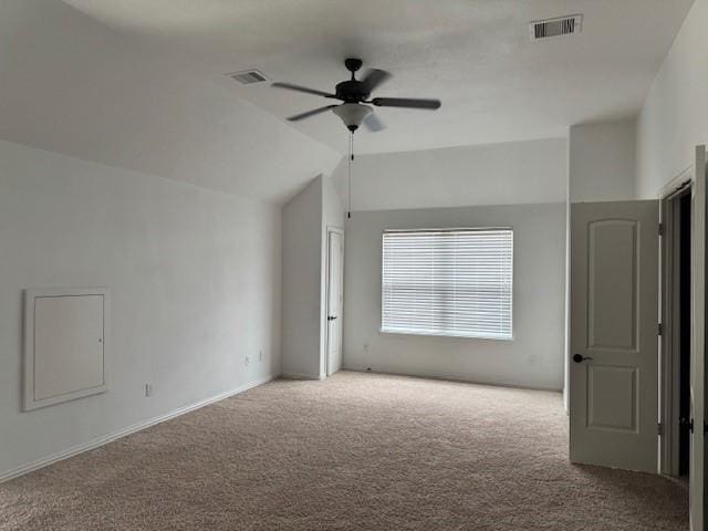 12911 Long Hunter Ct, Humble, TX 77346 - unfurnished bedroom featuring carpet floors, lofted ceiling, and a ceiling fan
