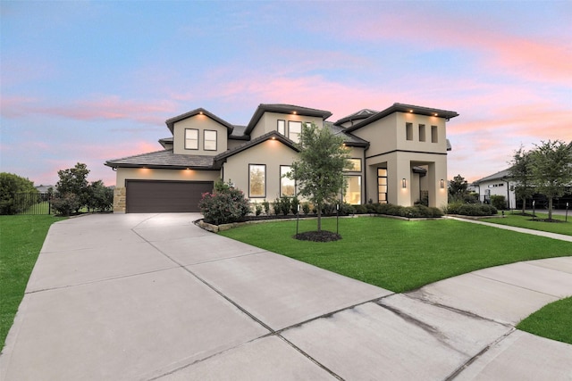 19303 Tree Canopy Ct, Cypress, TX 77433 - contemporary house featuring concrete driveway, stucco siding, a garage, and a tile roof
