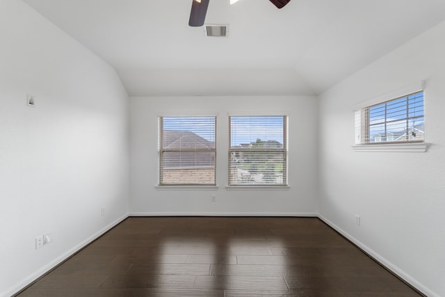 16746 Highland Country Dr, Cypress, TX 77433 - unfurnished room with wood finished floors, a ceiling fan, and lofted ceiling