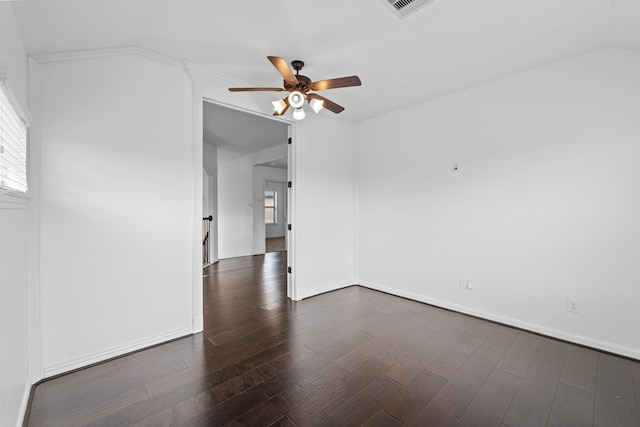 16746 Highland Country Dr, Cypress, TX 77433 - empty room featuring ceiling fan, dark wood-type flooring, and plenty of natural light