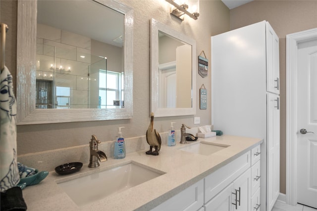975 S S Cv, Crystal Beach, TX 77650 - full bathroom with double vanity and tiled shower