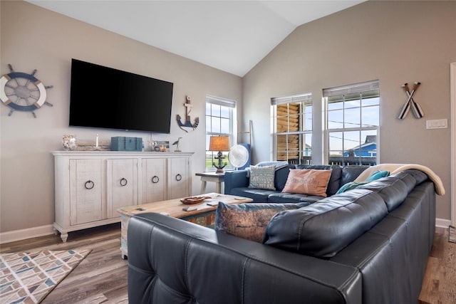 975 S S Cv, Crystal Beach, TX 77650 - living area featuring wood finished floors and vaulted ceiling