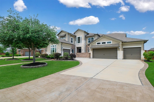 19506 Bradford Pines Ct, Cypress, TX 77433 - view of front facade with driveway, stucco siding, a garage, and a front yard