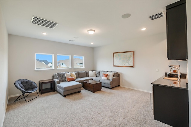 19506 Bradford Pines Ct, Cypress, TX 77433 - living room featuring light colored carpet and recessed lighting