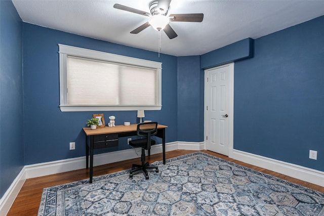 1017 Forest Rd, Clear Lake Shores, TX 77565 - office space with a ceiling fan and wood finished floors