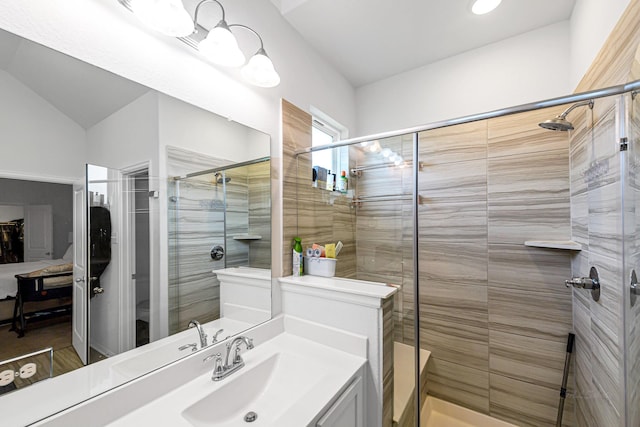 8619 Flamingo Bay Ln, Cypress, TX 77433 - bathroom featuring a shower stall and vanity