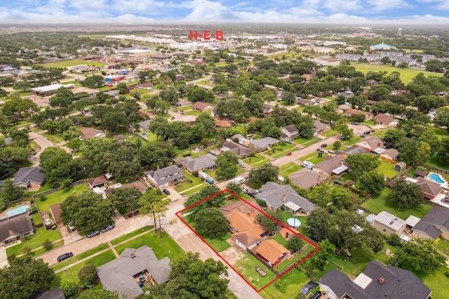 3214 Churchill St, Pearland, TX 77581 - aerial view of residential area with property boundaries highlighted