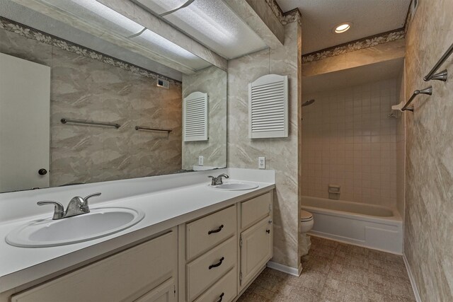 1437 Bowsprit Pt, Willis, TX 77318 - bathroom with double vanity,  shower combination, and recessed lighting