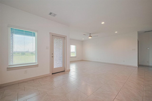 3943 Austins Pass, Katy, TX 77494 - unfurnished room featuring a ceiling fan, recessed lighting, and light tile patterned floors