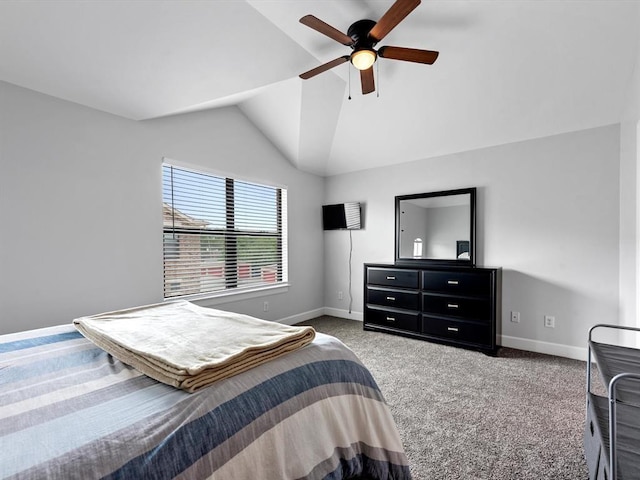 2710 Hullsmith Dr Unit 1004, Houston, TX 77063 - carpeted bedroom featuring lofted ceiling and ceiling fan