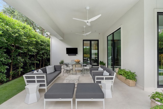 2707 Westgrove Ln, Houston, TX 77027 - view of patio / terrace with an outdoor living space, outdoor dining space, and ceiling fan