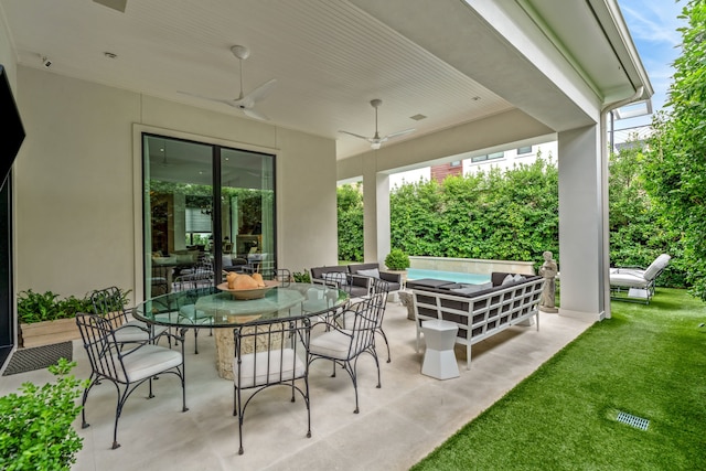 2707 Westgrove Ln, Houston, TX 77027 - view of patio / terrace with an outdoor living space and ceiling fan