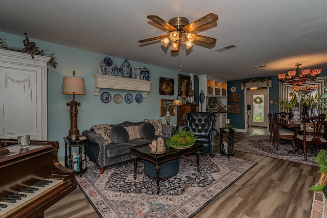 5975 Meadow Way, Beaumont, TX 77707 - living room featuring wood finished floors and ceiling fan