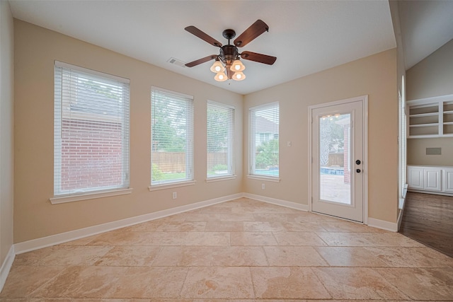 9 Foxworth Ct, Sugar Land, TX 77479 - spare room featuring ceiling fan and light stone finish flooring