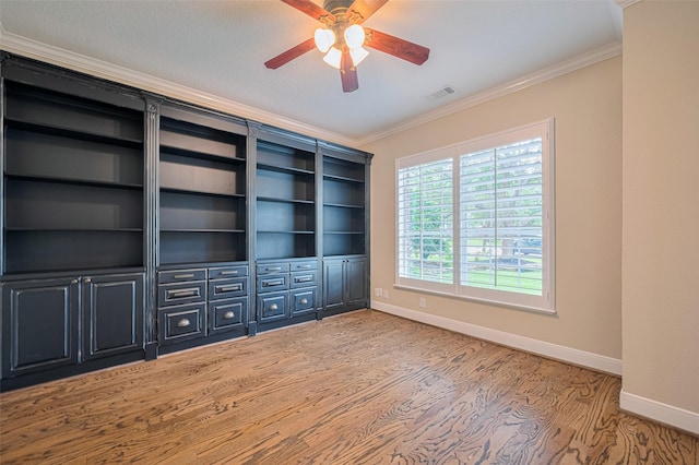 9 Foxworth Ct, Sugar Land, TX 77479 - spare room featuring ornamental molding, wood finished floors, and ceiling fan