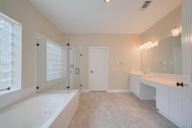 9 Foxworth Ct, Sugar Land, TX 77479 - full bath featuring vanity, a whirlpool tub, and a stall shower