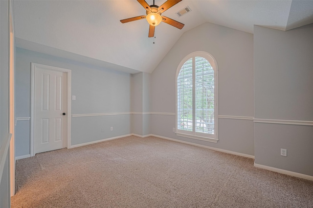 9 Foxworth Ct, Sugar Land, TX 77479 - unfurnished room with carpet flooring, a ceiling fan, and lofted ceiling