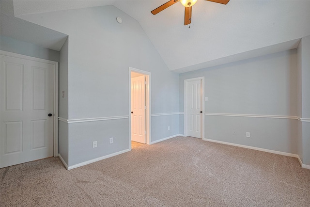 9 Foxworth Ct, Sugar Land, TX 77479 - unfurnished bedroom with vaulted ceiling, carpet, and ceiling fan