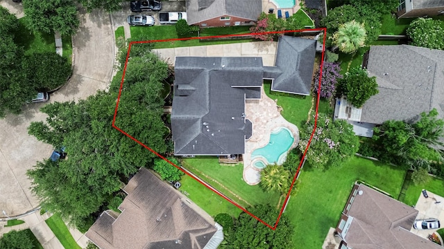 9 Foxworth Ct, Sugar Land, TX 77479 - aerial perspective of suburban area with property boundaries highlighted