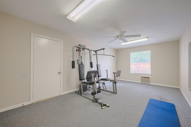 9 Foxworth Ct, Sugar Land, TX 77479 - workout area with ceiling fan, carpet flooring, and a wall unit AC