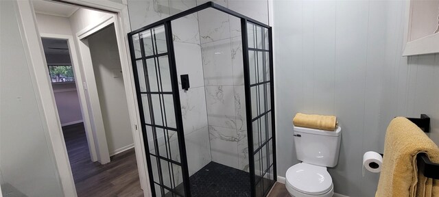 413 S Temple Dr, Diboll, TX 75941 - bathroom with wood finished floors and a marble finish shower