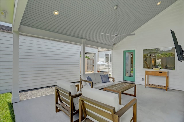 1039 Lamonte Ln, Houston, TX 77018 - view of patio with an outdoor hangout area and a ceiling fan
