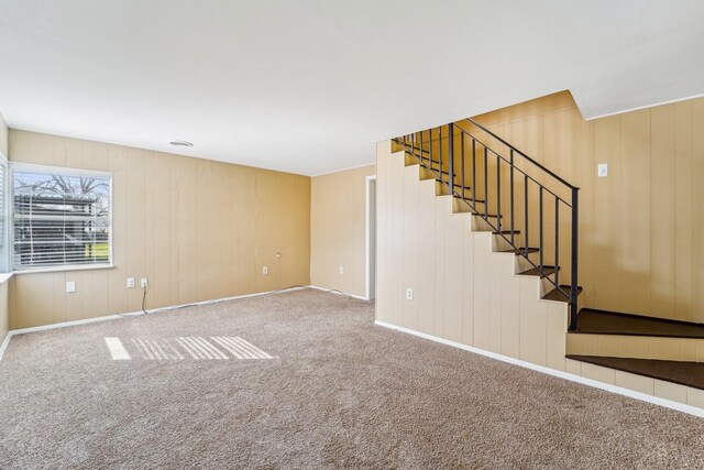 5302 Pine Ave, Pasadena, TX 77503 - unfurnished living room with carpet flooring and stairs