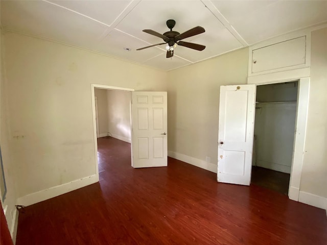 212 Harding Ave, Cleveland, TX 77327 - unfurnished bedroom with wood finished floors, a closet, and a ceiling fan