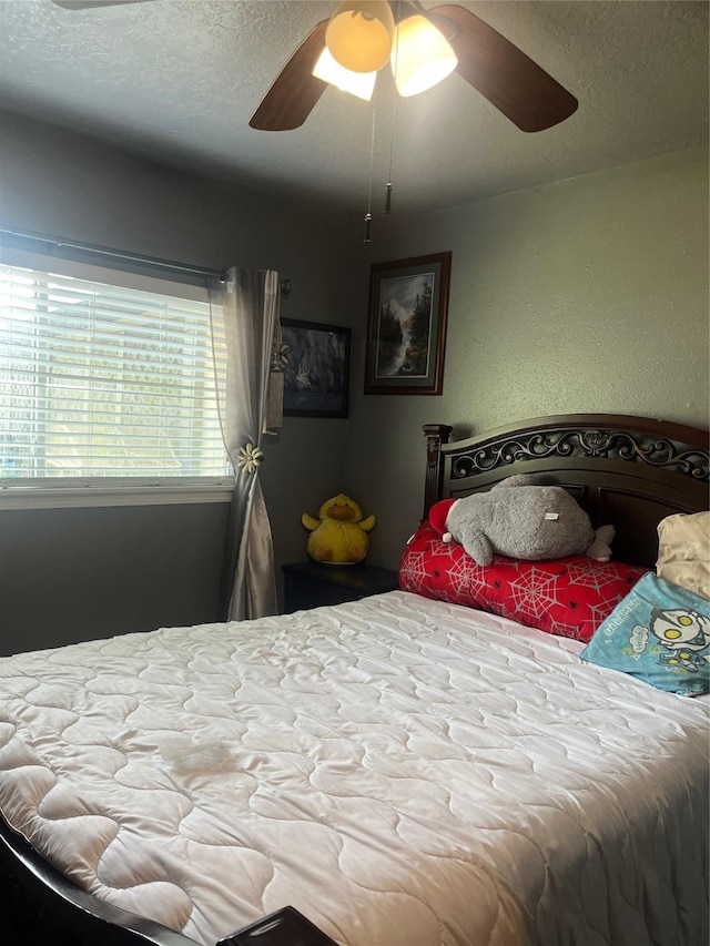 11733 Knotty Pine Trl, Houston, TX 77050 - bedroom with a ceiling fan and a textured ceiling