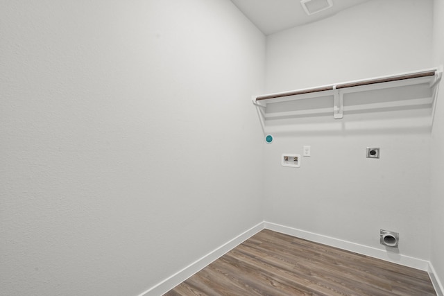 316 Amy St, Angleton, TX 77515 - washroom featuring electric dryer hookup, washer hookup, and dark wood-style floors