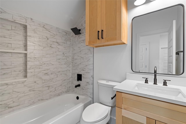 6907 Conley St, Houston, TX 77021 - full bath featuring vanity, bathtub / shower combination, and vaulted ceiling