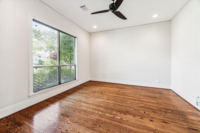 1901 Woodcrest Dr, Houston, TX 77018 - unfurnished room featuring ceiling fan, wood finished floors, recessed lighting, and ornamental molding