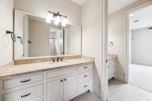 1901 Woodcrest Dr, Houston, TX 77018 - full bath with vanity and tile patterned floors