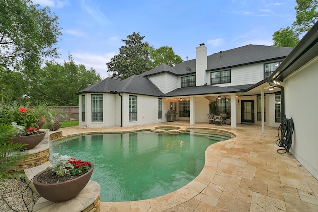 15431 Greens Cove Way, Houston, TX 77059 - view of pool with a patio, a pool with connected hot tub, and ceiling fan