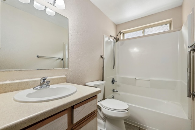 4103 Bugle Rd, Houston, TX 77072 - bathroom with vanity, bathtub / shower combination, and a textured wall