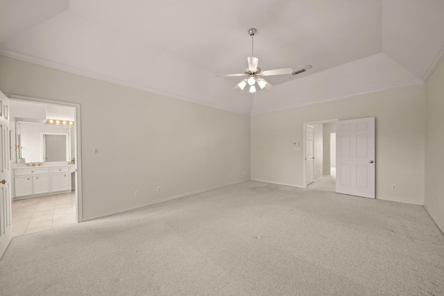 1931 Woodbury St, Houston, TX 77030 - unfurnished room featuring ceiling fan, light colored carpet, a tray ceiling, and crown molding