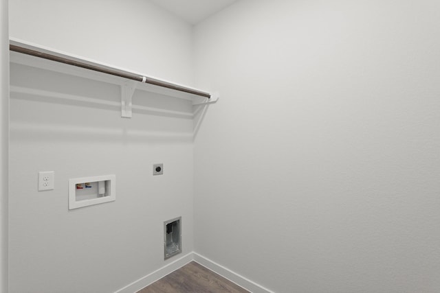 436 Shoreview Dr, Conroe, TX 77303 - laundry area with hookup for an electric dryer, hookup for a washing machine, and dark wood-style floors