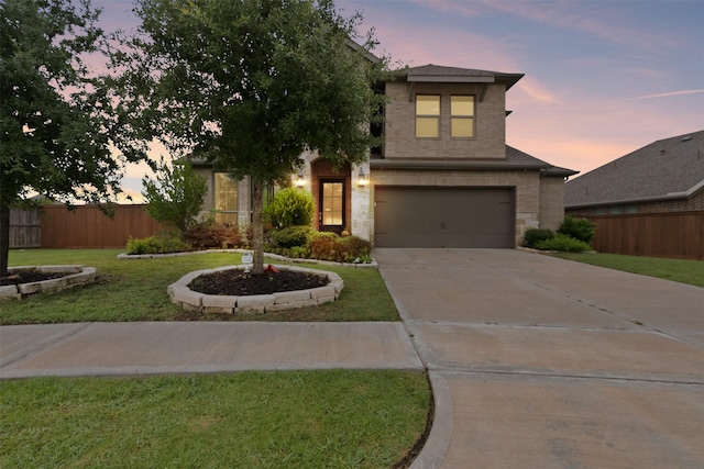 13746 Brahman Valley Ct, Cypress, TX 77429 - view of front of house with a garage, driveway, brick siding, and stone siding