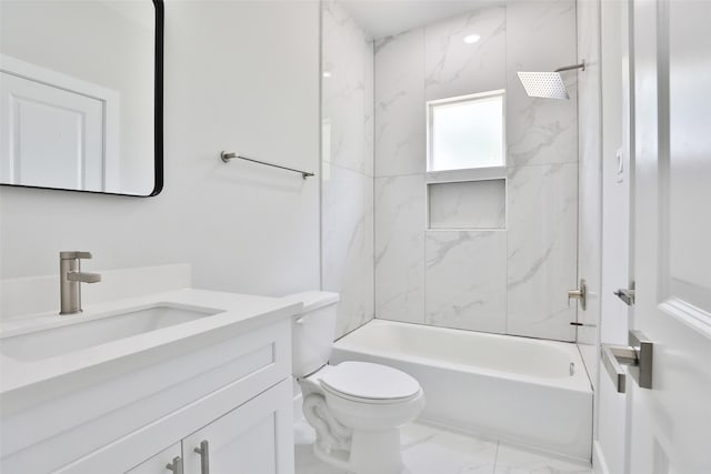 6909 S Hall St, Houston, TX 77028 - bathroom featuring marble finish flooring, vanity, and shower / bath combination