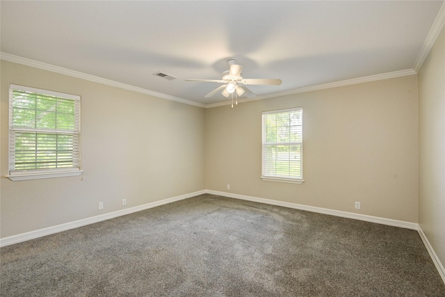 238 Horse Shoe Trl, Angleton, TX 77515 - carpeted empty room with crown molding and a ceiling fan