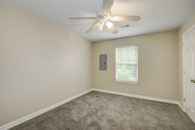 238 Horse Shoe Trl, Angleton, TX 77515 - carpeted empty room with electric panel and a ceiling fan