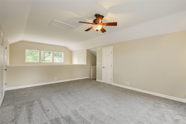 238 Horse Shoe Trl, Angleton, TX 77515 - carpeted empty room with lofted ceiling, ceiling fan, and attic access