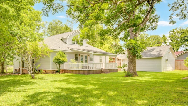 238 Horse Shoe Trl, Angleton, TX 77515 - back of house with a yard and a deck