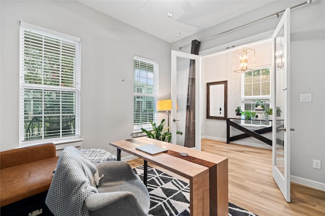 344 W 27th St, Houston, TX 77008 - office space with light wood finished floors and a chandelier